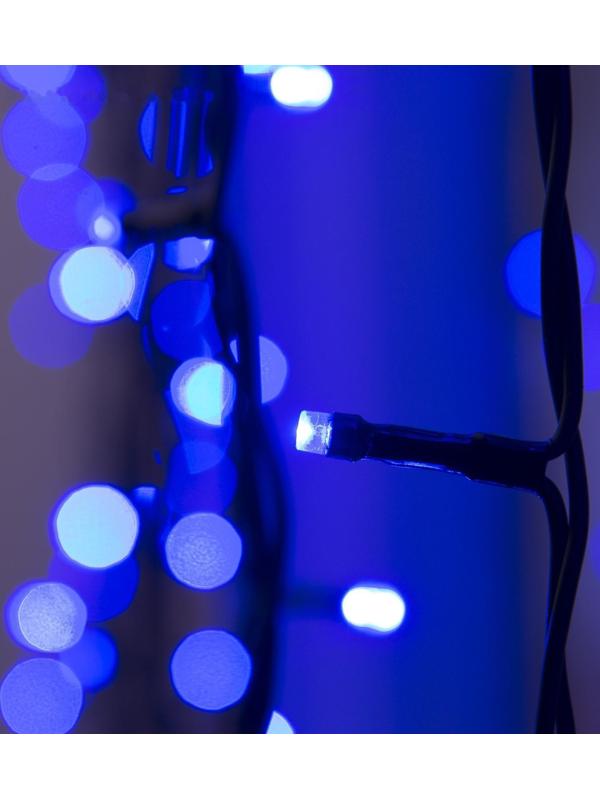 Гирлянда «Занавес» 2 × 3 м, IP44, УМС, тёмная нить, 760 LED, свечение синее, 220 В