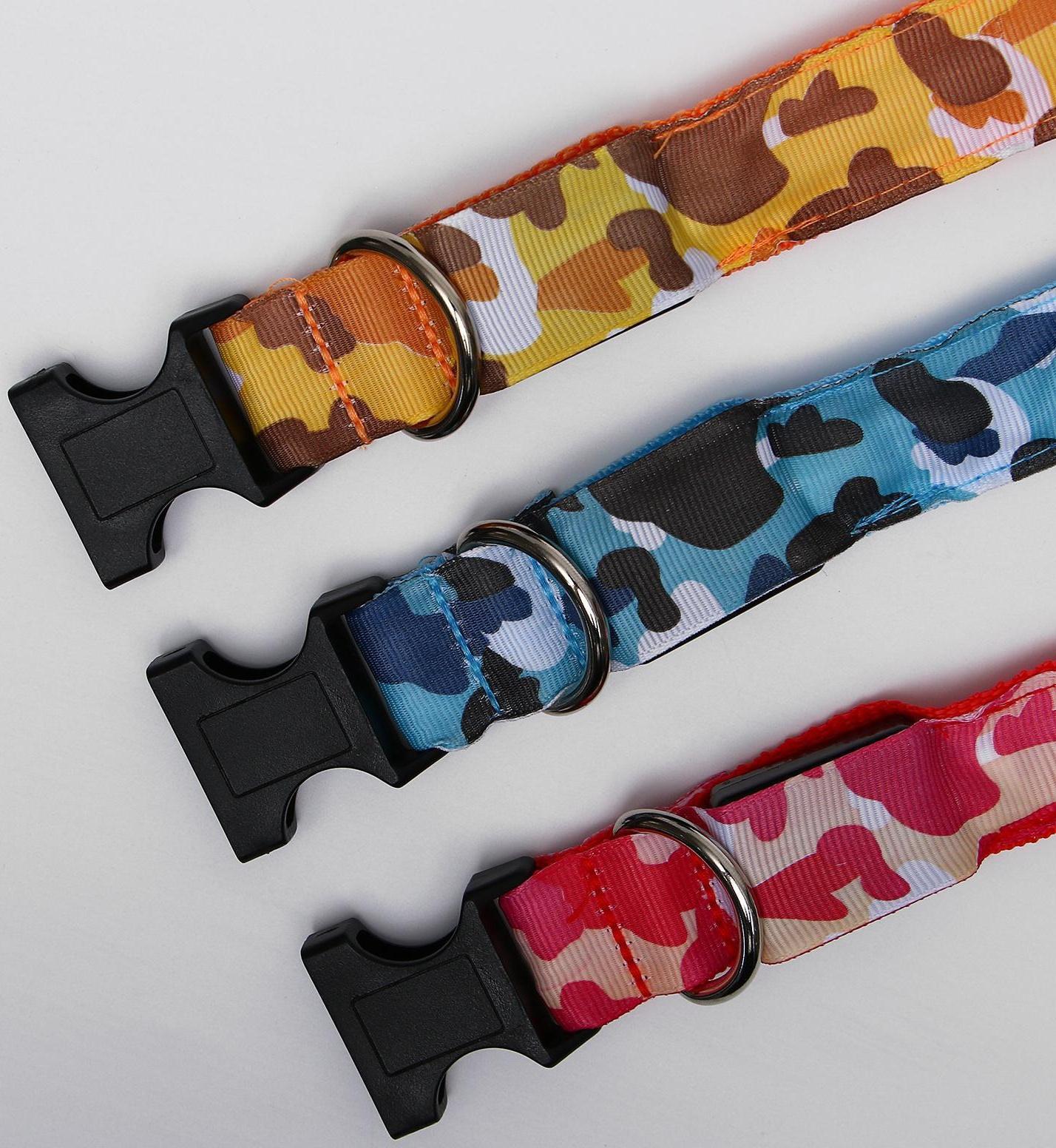 Ошейник с подсветкой «Милитари», микс цветов, 3 режима свечения, S, 34-40 х 2,5 см