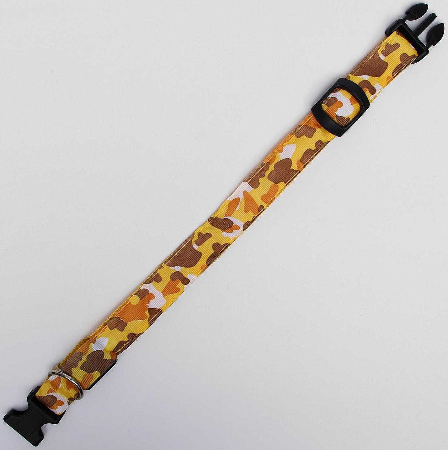 Ошейник с подсветкой «Милитари», микс цветов, 3 режима свечения, М, 43-48 х 2,5 см