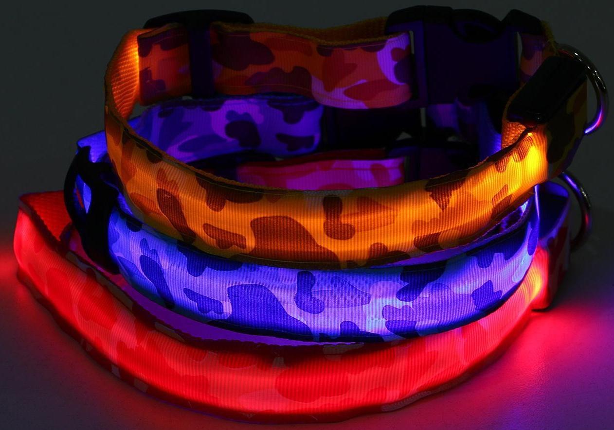 Ошейник с подсветкой «Милитари», микс цветов, 3 режима свечения, М, 43-48 х 2,5 см
