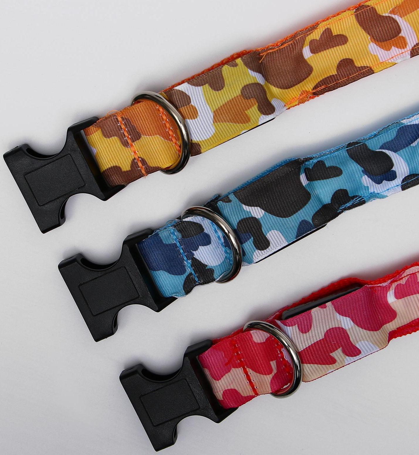 Ошейник с подсветкой «Милитари», микс цветов, 3 режима свечения, М, 43-48 х 2,5 см