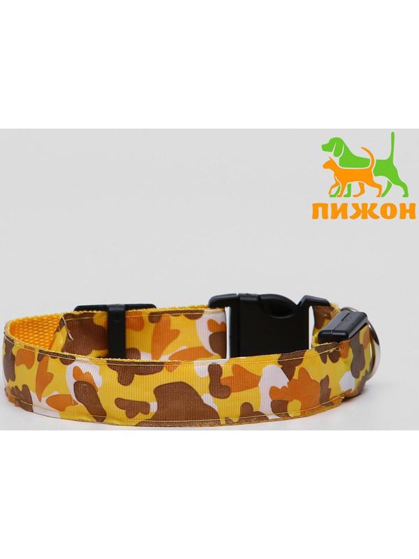 Ошейник с подсветкой «Милитари», микс цветов, 3 режима свечения, М, 43-48 х 2,5 см