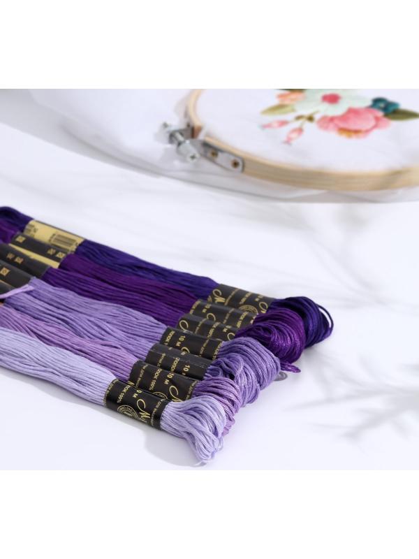 Набор ниток мулине «Цветик-Семицветик», 10 ± 1 м, 7 шт, цвет фиолетовый спектр