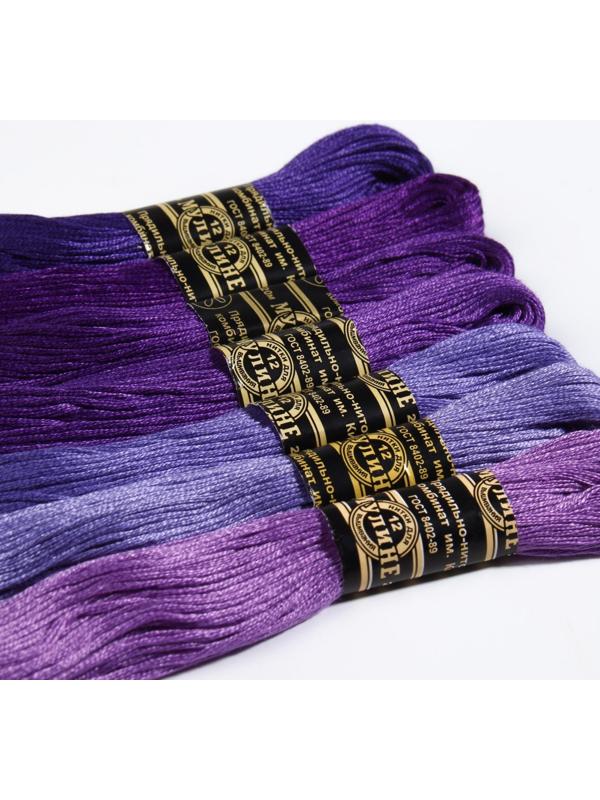 Набор ниток мулине «Цветик-Семицветик», 10 ± 1 м, 7 шт, цвет фиолетовый спектр