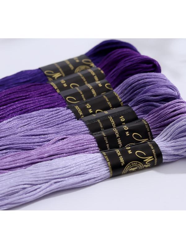 Набор ниток мулине «Цветик-Семицветик», 10 ± 1 м, 7 шт, цвет фиолетовый спектр