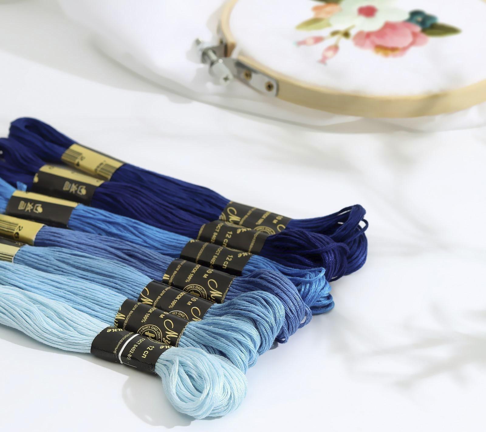 Набор ниток мулине «Цветик-Семицветик», 10 ± 1 м, 7 шт, цвет синий спектр