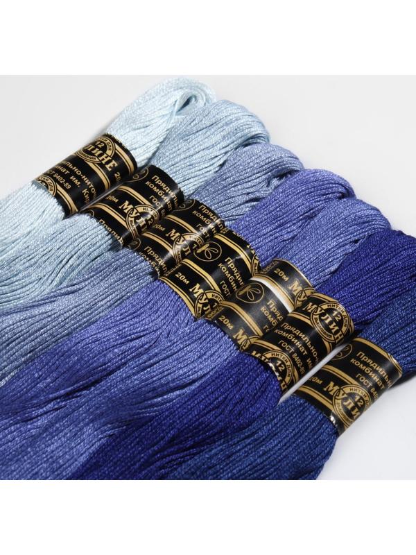 Набор ниток мулине «Цветик-Семицветик», 10 ± 1 м, 7 шт, цвет синий спектр