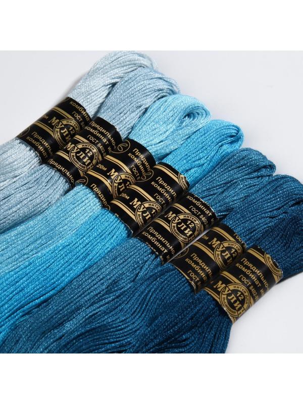 Набор ниток мулине «Цветик-Семицветик», 10 ± 1 м, 7 шт, цвет синий спектр