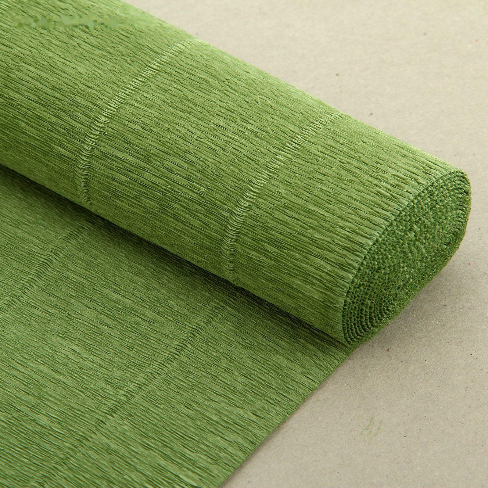 Бумага для упаковок и поделок, гофрированная, фисташковая, зеленая, однотонная, двусторонняя, рулон 1 шт., 0,5 х 2,5 м