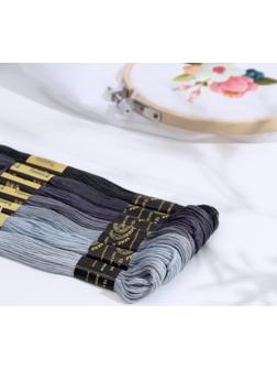 Набор ниток мулине «Цветик-Семицветик», 10 ± 1 м, 7 шт, цвет серый спектр