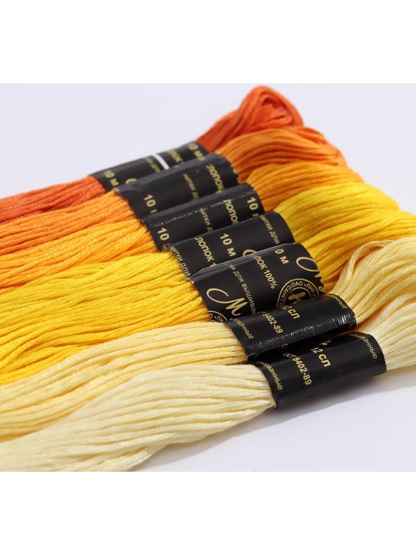 Набор ниток мулине «Цветик-Семицветик», 10 ± 1 м, 7 шт, цвет жёлтый спектр
