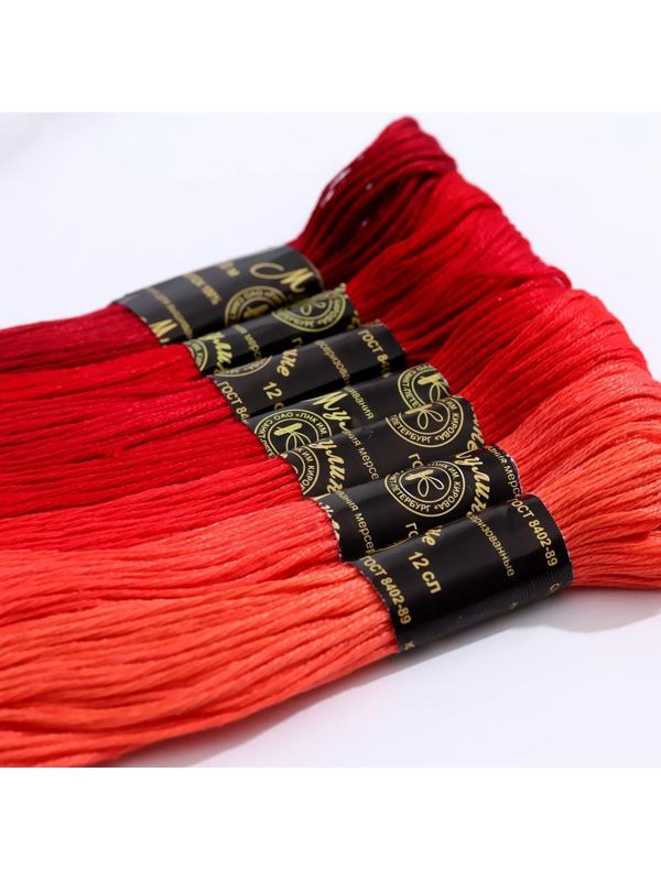 Набор ниток мулине «Цветик-Семицветик», 10 ± 1 м, 7 шт, цвет красный спектр