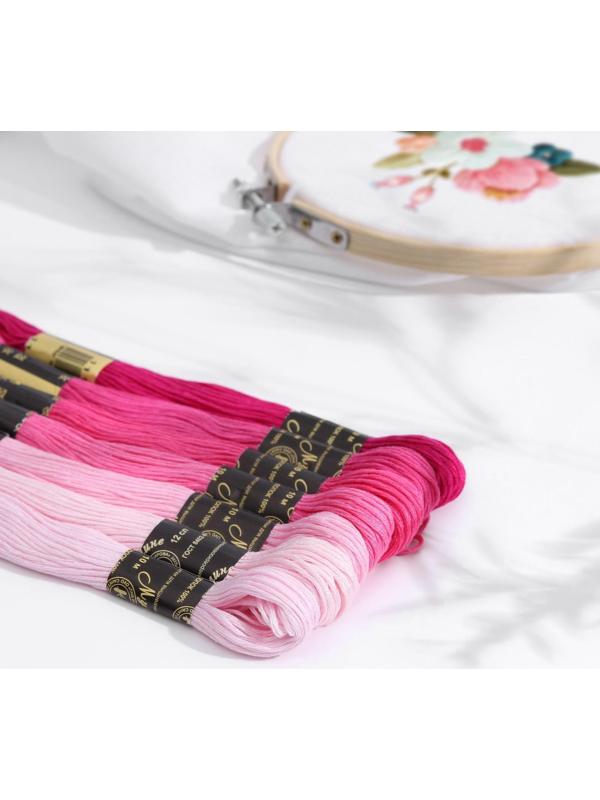 Набор ниток мулине «Цветик-Семицветик», 10 ± 1 м, 7 шт, цвет розовый спектр