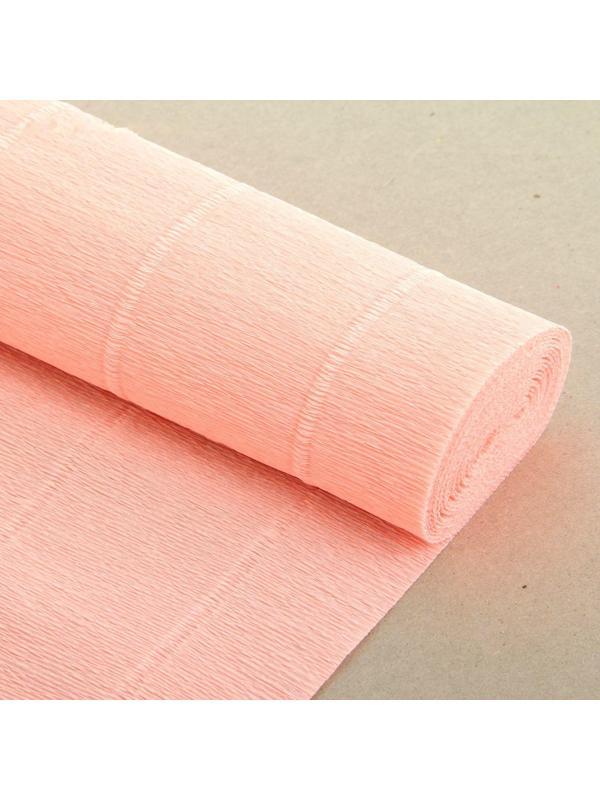 Бумага для упаковок и поделок, гофрированная, светлая, персиковая (камелия), розовая, рулон 1шт., 0,5 х 2,5 м