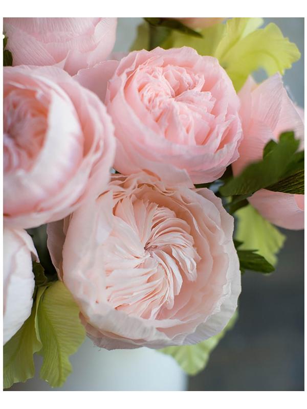 Бумага для упаковок и поделок, гофрированная, светлая, персиковая (камелия), розовая, рулон 1шт., 0,5 х 2,5 м