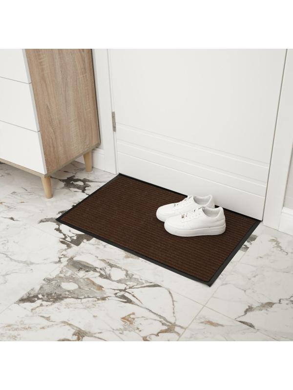 Коврик придверный влаговпитывающий, ребристый, «Стандарт», 50×80 см, цвет коричневый