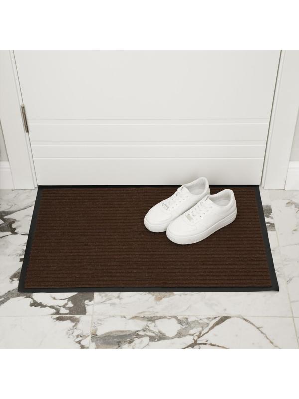 Коврик придверный влаговпитывающий, ребристый, «Стандарт», 50×80 см, цвет коричневый