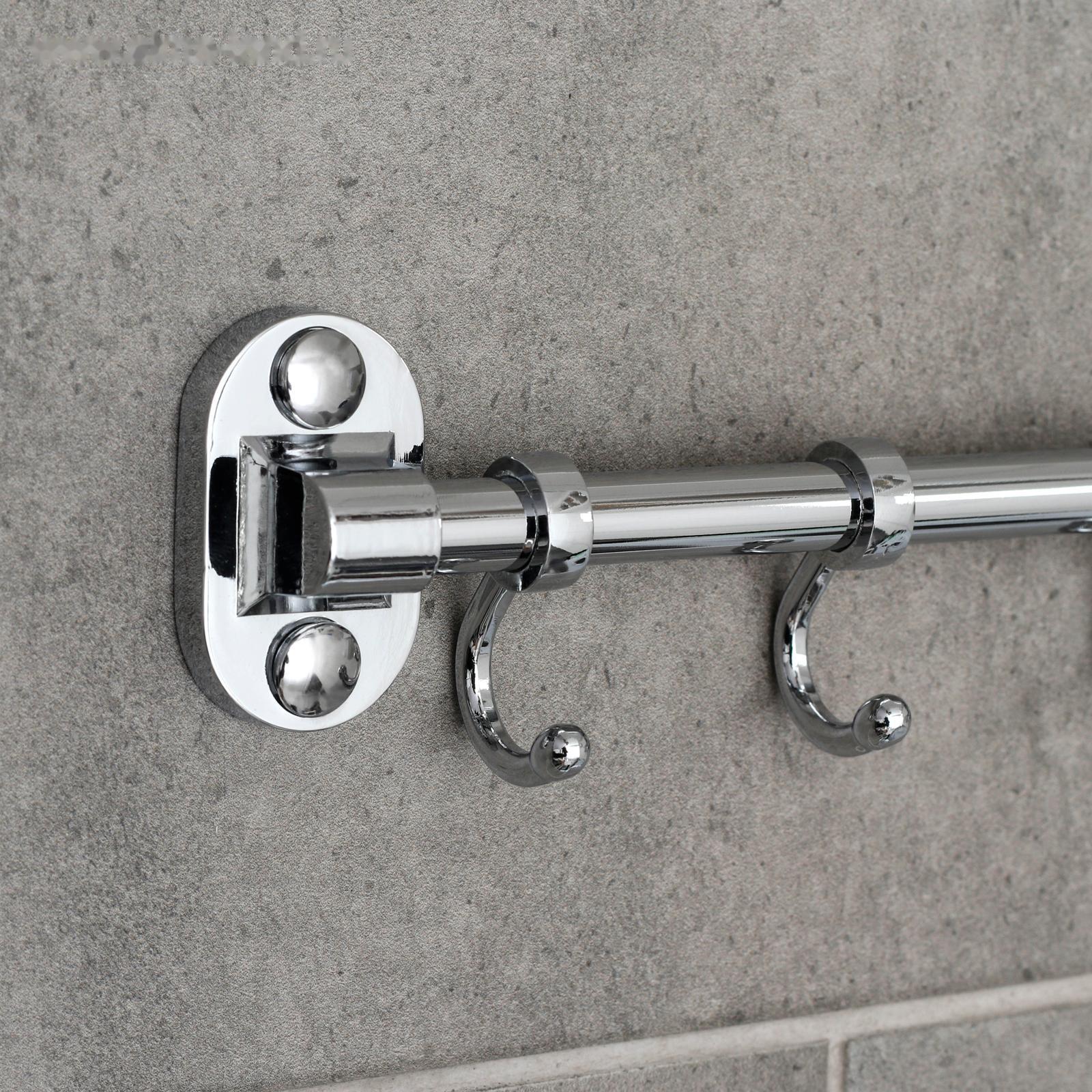Крючок настенный на планке, двигающийся, Accoona A166-8, 8 шт, цвет хром