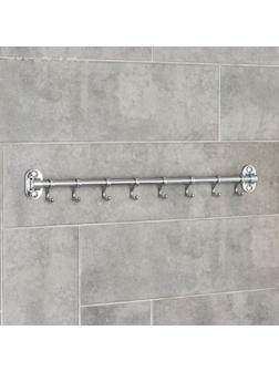 Крючок настенный на планке, двигающийся, Accoona A166-8, 8 шт, цвет хром