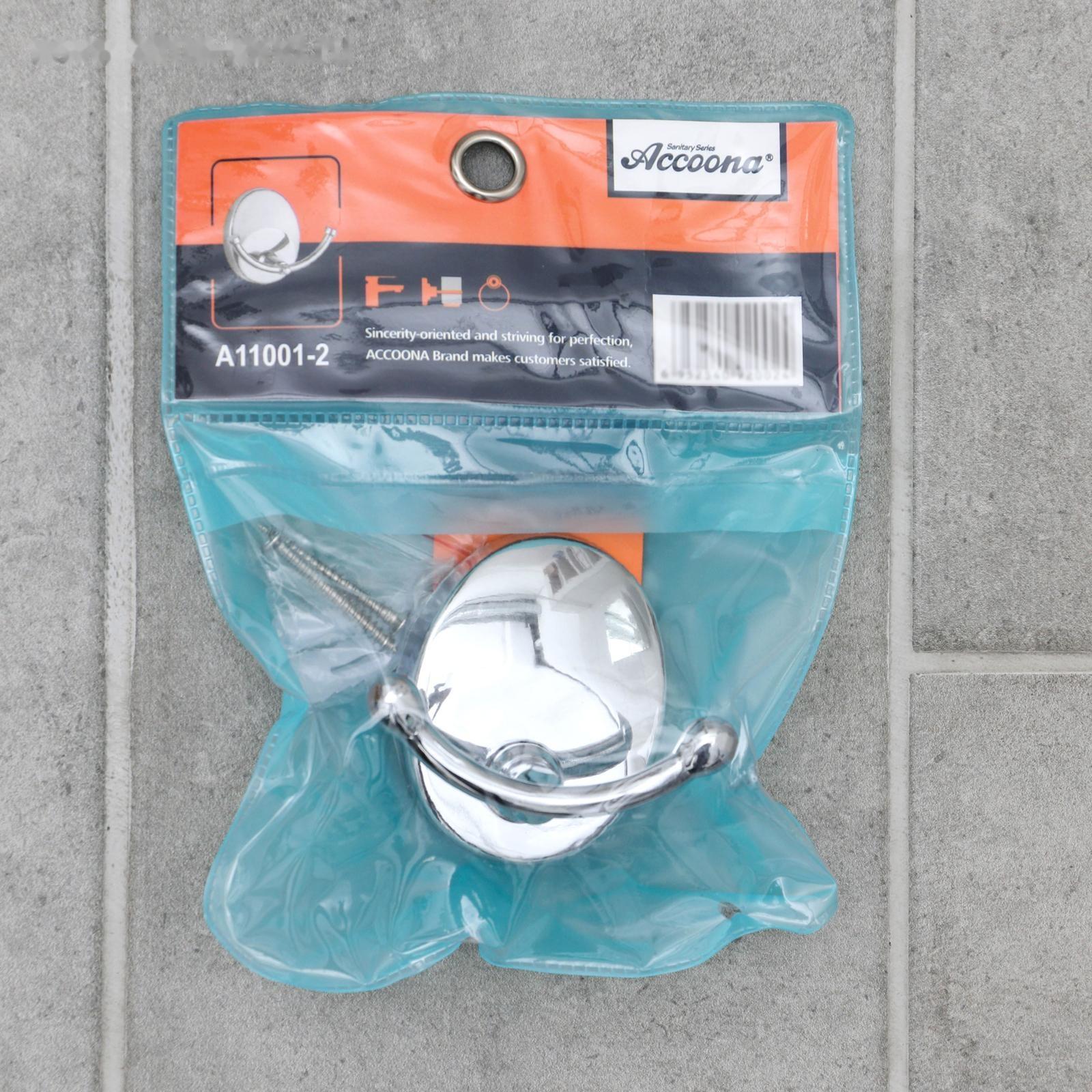 Крючок настенный, двойной Accoona A11001-2, цвет хром