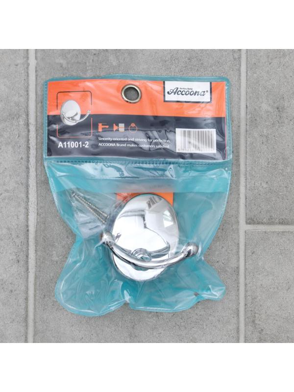 Крючок настенный, двойной Accoona A11001-2, цвет хром