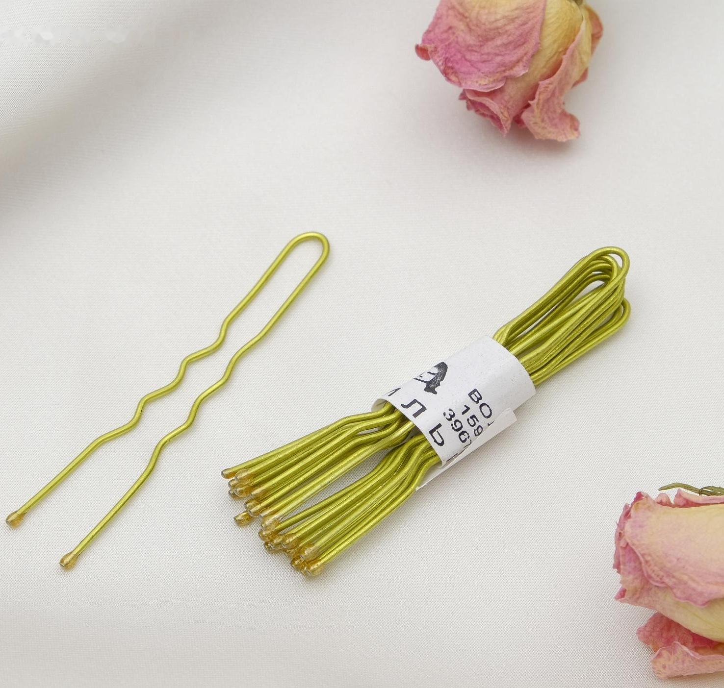 Шпильки для волос (набор 10 шт) 5 см, золото