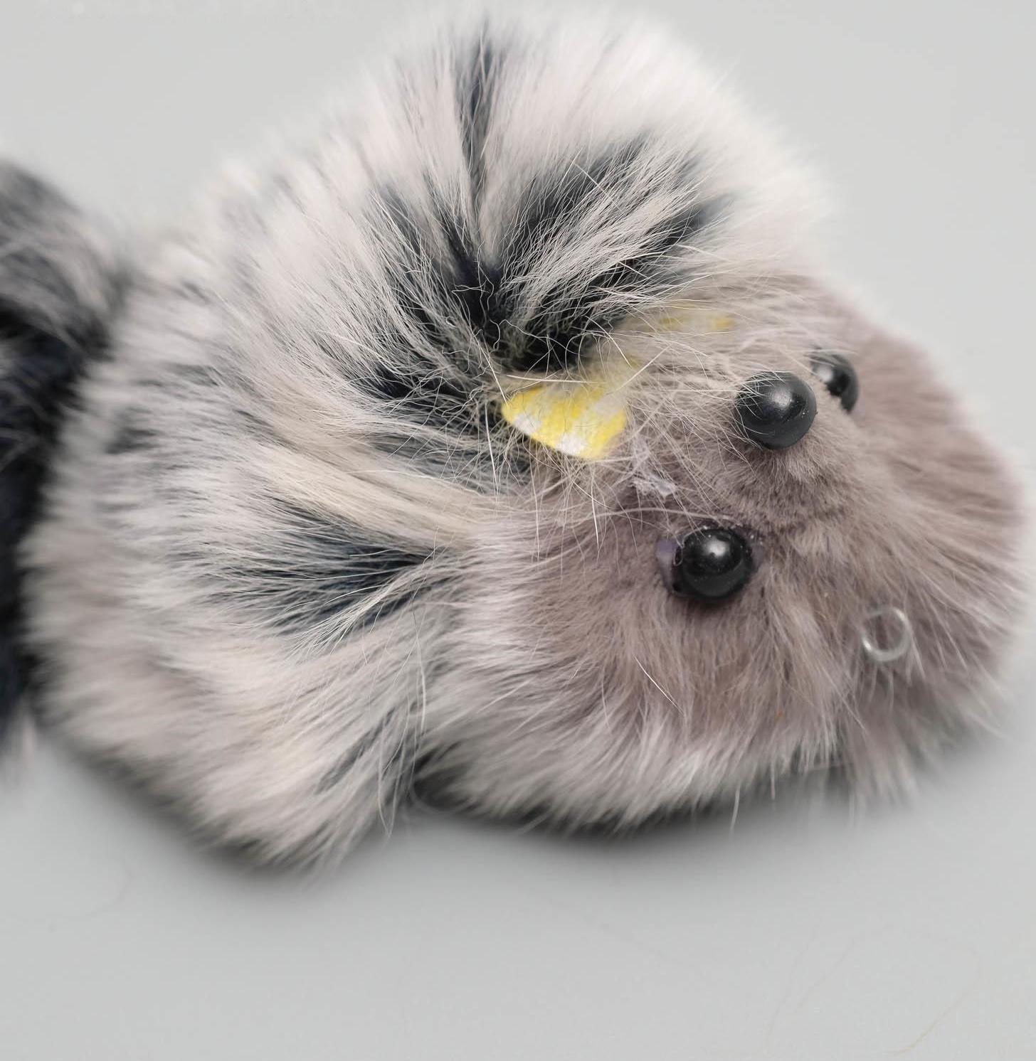 Мышь из натурального меха кролика, 6 см, микс цветов