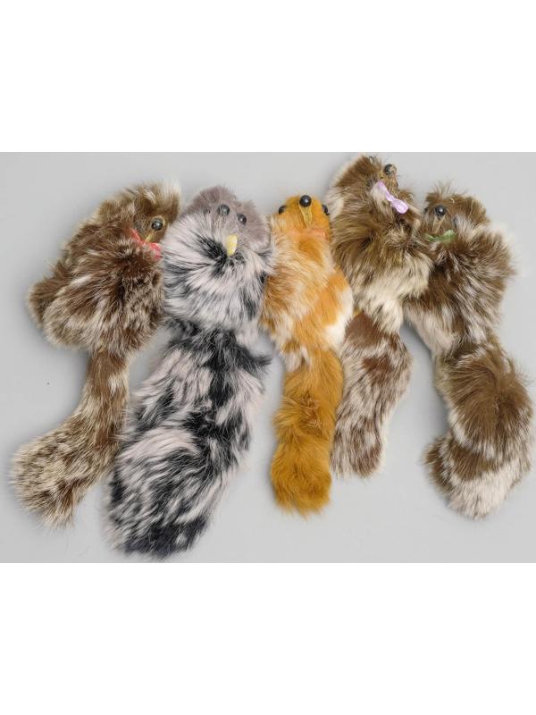 Мышь из натурального меха кролика, 6 см, микс цветов