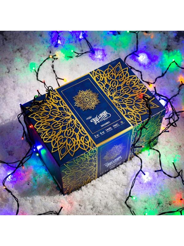 Гирлянда «Занавес» 2 × 6 м, IP44, УМС, тёмная нить, 1440 LED, свечение мульти, 220 В