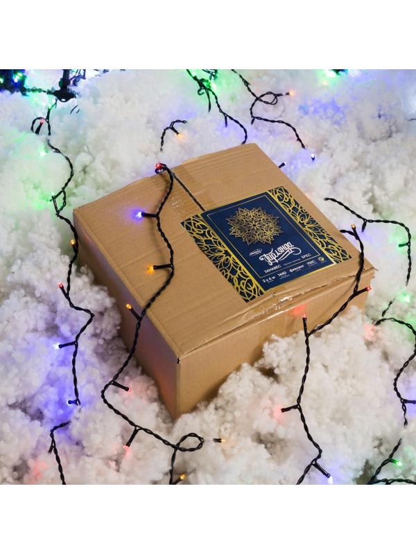 Гирлянда «Занавес» 2 × 6 м, IP44, УМС, тёмная нить, 1440 LED, свечение мульти, 220 В