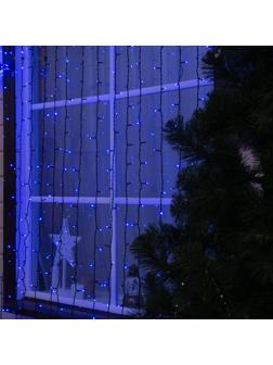Гирлянда «Занавес» 2 × 6 м, IP44, УМС, тёмная нить, 1440 LED, свечение синее, 220 В