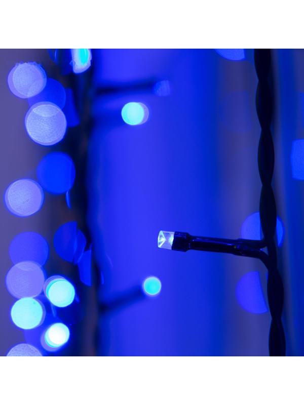 Гирлянда «Занавес» 2 × 6 м, IP44, УМС, тёмная нить, 1440 LED, свечение синее, 220 В