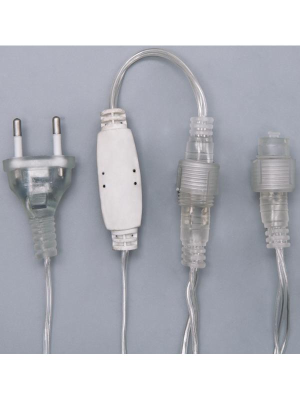 Гирлянда «Бахрома» 3 × 0.6 м, IP44, УМС, прозрачная нить, 160 LED, свечение тёплое белое, 220 В