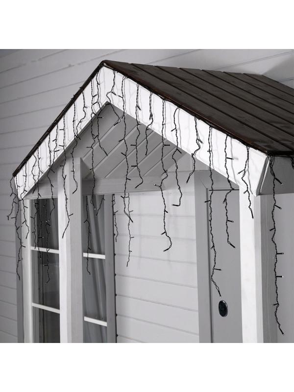 Гирлянда «Бахрома» 3 × 0.6 м, IP44, УМС, тёмная нить, 160 LED, свечение тёплое белое, 220 В