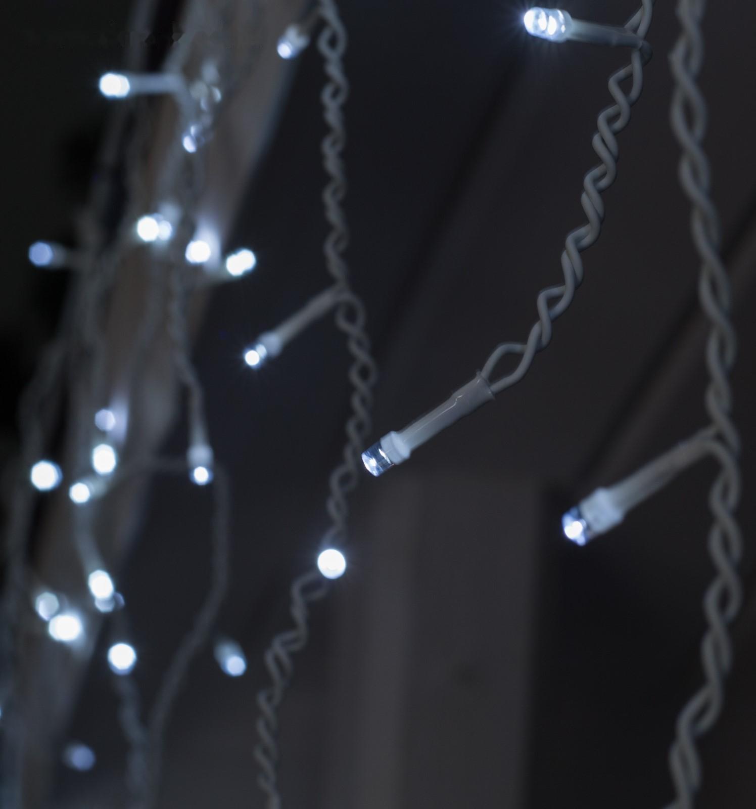 Гирлянда «Бахрома» 3 × 0.6 м, IP44, УМС, белая нить, 160 LED, свечение белое, 220 В