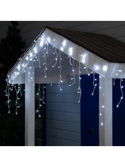 Гирлянда «Бахрома» 3 × 0.6 м, IP44, УМС, белая нить, 160 LED, свечение белое, 220 В