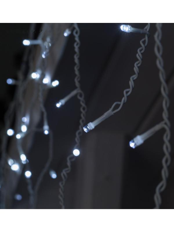 Гирлянда «Бахрома» 3 × 0.6 м, IP44, УМС, белая нить, 160 LED, свечение белое, 220 В