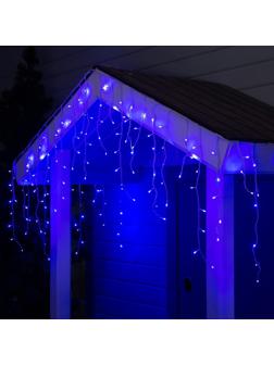Гирлянда «Бахрома» 3 × 0.6 м, IP44, УМС, белая нить, 160 LED, свечение синее, 220 В