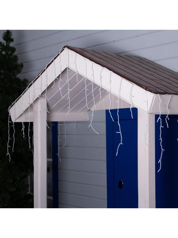 Гирлянда «Бахрома» 3 × 0.6 м, IP44, УМС, белая нить, 160 LED, свечение синее, 220 В