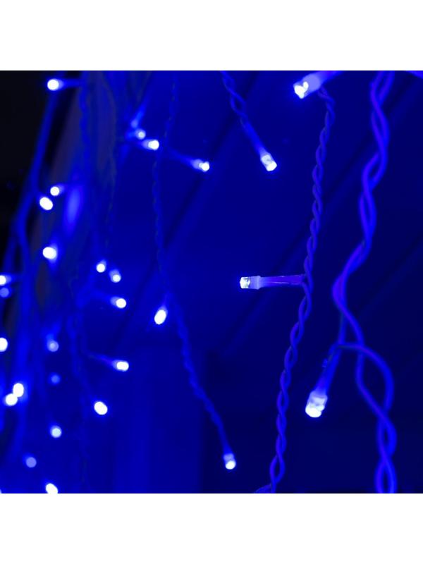 Гирлянда «Бахрома» 3 × 0.6 м, IP44, УМС, белая нить, 160 LED, свечение синее, 220 В