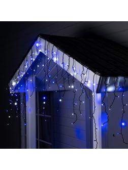 Гирлянда «Бахрома» 3 × 0.6 м, IP44, УМС, тёмная нить, 160 LED, свечение бело-синее, мигание, 220 В