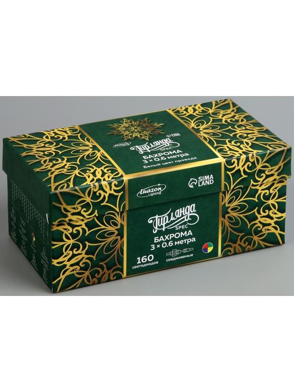 Гирлянда «Бахрома» 3 × 0.6 м, IP44, УМС, белая нить, 160 LED, свечение мульти, 220 В