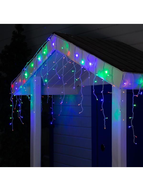 Гирлянда «Бахрома» 3 × 0.6 м, IP44, УМС, белая нить, 160 LED, свечение мульти, 220 В