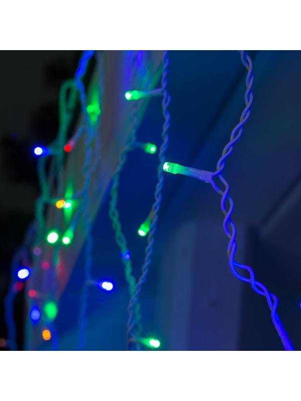 Гирлянда «Бахрома» 3 × 0.6 м, IP44, УМС, белая нить, 160 LED, свечение мульти, 220 В