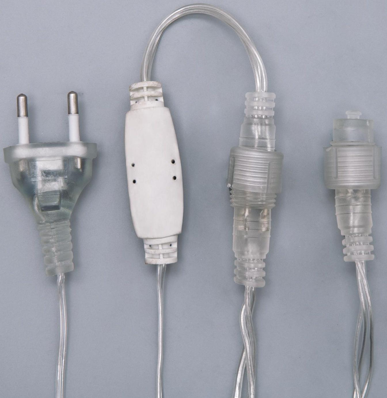 Гирлянда «Бахрома» 3 × 0.6 м, IP44, УМС, прозрачная нить, 160 LED, свечение бело-синее, мигание, 220 В