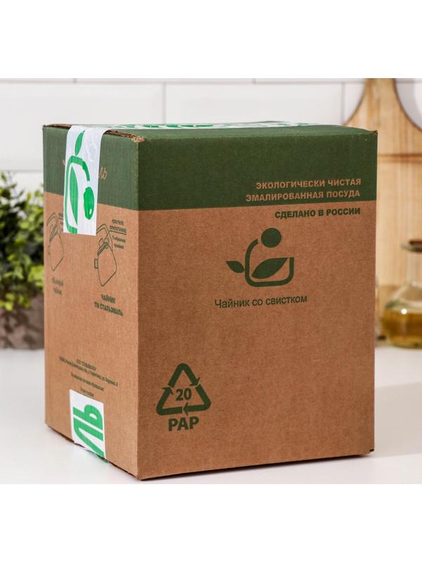 Чайник со свистком «Мозаика», 3 л, фиксированная ручка, цвет белый