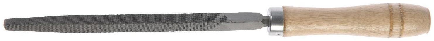 Напильник ТУНДРА, трехгранный, сталь У10, деревянная рукоятка, №2, 150 мм