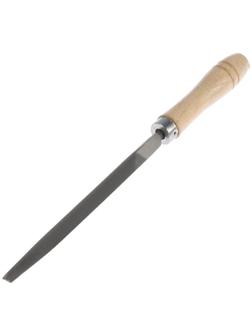 Напильник ТУНДРА, трехгранный, сталь У10, деревянная рукоятка, №2, 150 мм