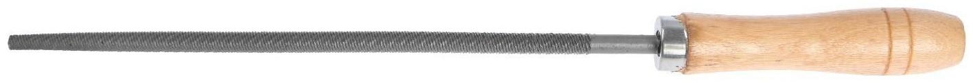 Напильник ТУНДРА, круглый, сталь У10, деревянная рукоятка, №2, 200 мм