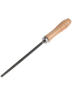 Напильник ТУНДРА, круглый, сталь У10, деревянная рукоятка, №2, 150 мм